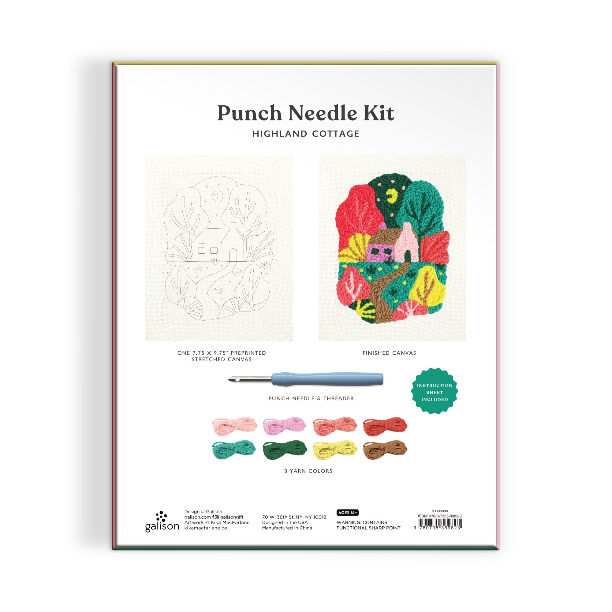 galison-highland-cottage-punch-needle-kit-stickset-wolle image 7