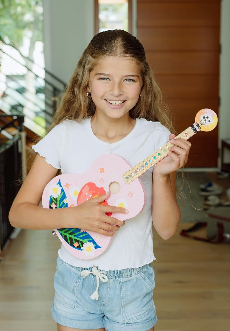 tinkertar-pink-floral-kindergitarre-1-saite-mit-buch image 7
