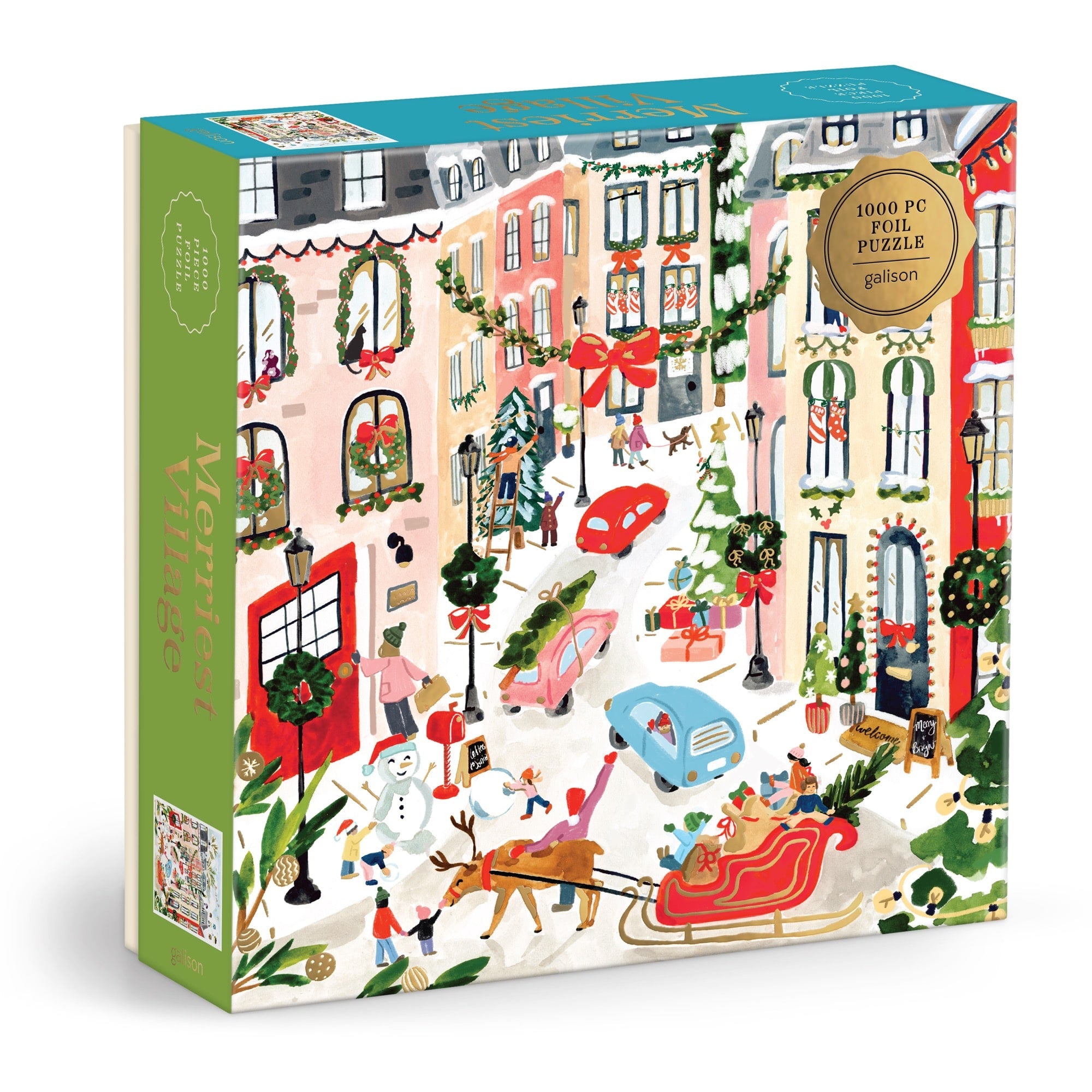 galison-merriest-village-puzzle-1000-teile-goldfolie image 1