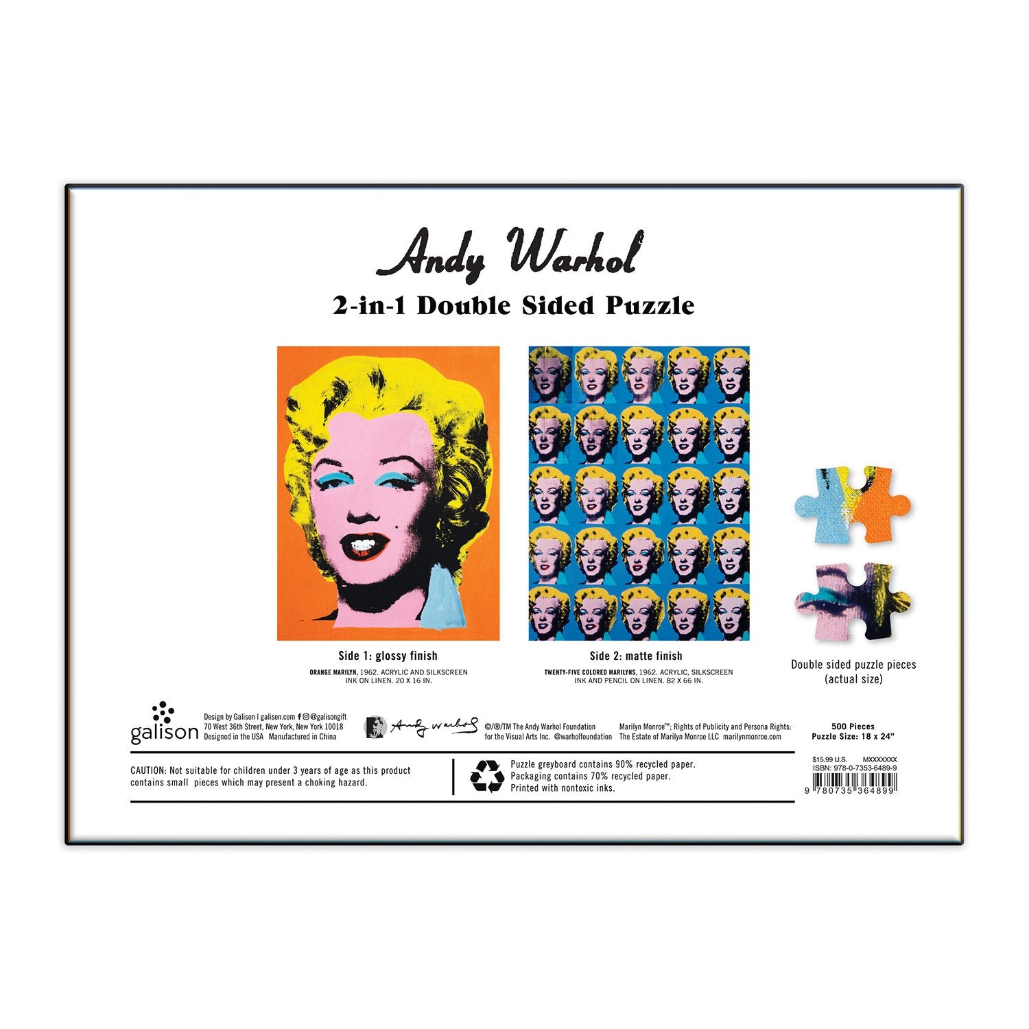 galison-warhol-marilyn-doppelseitig-500-teile-puzzle image 5