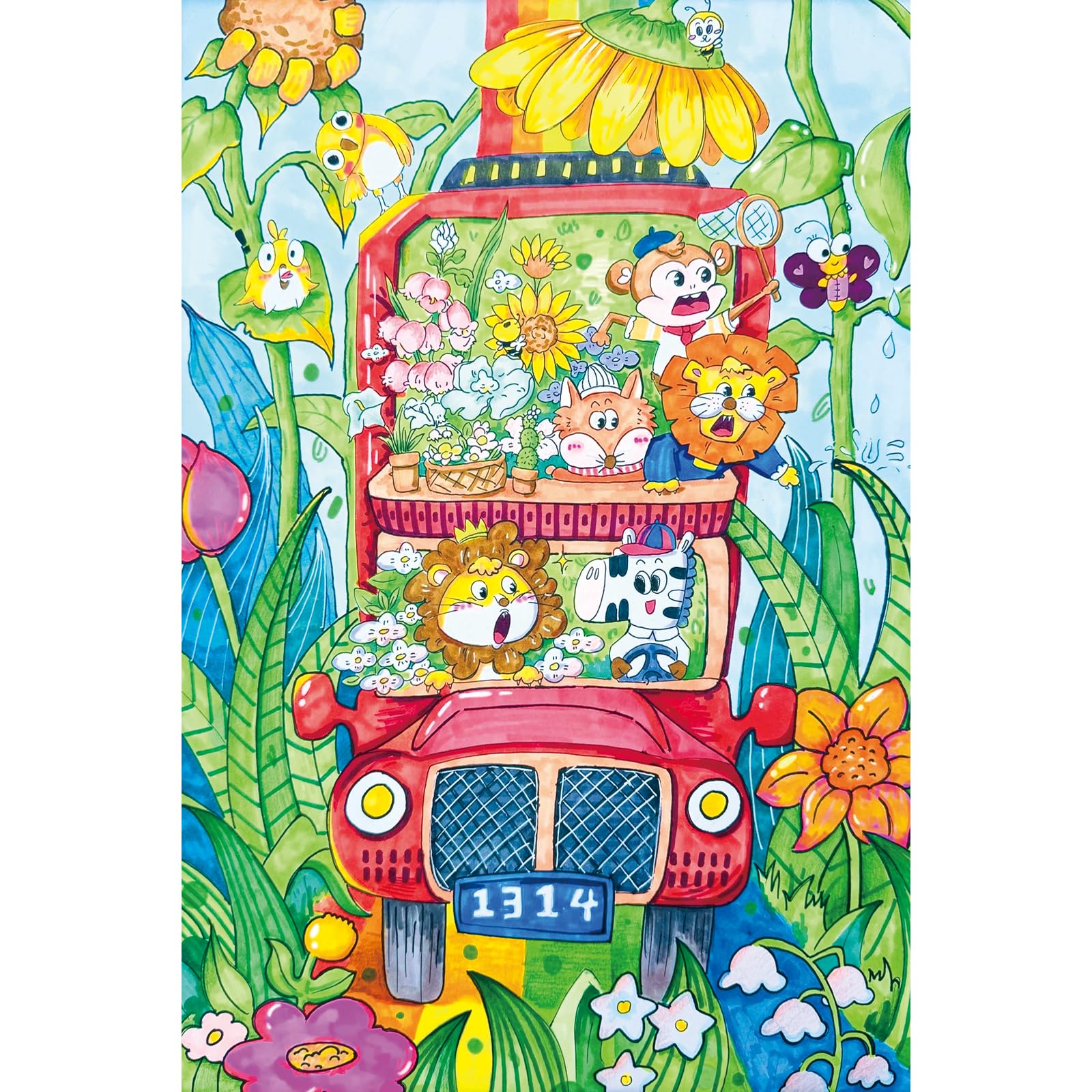 huadada-100-teile-kinderpuzzle-fr-hlingsbus-38x25-cm image 1