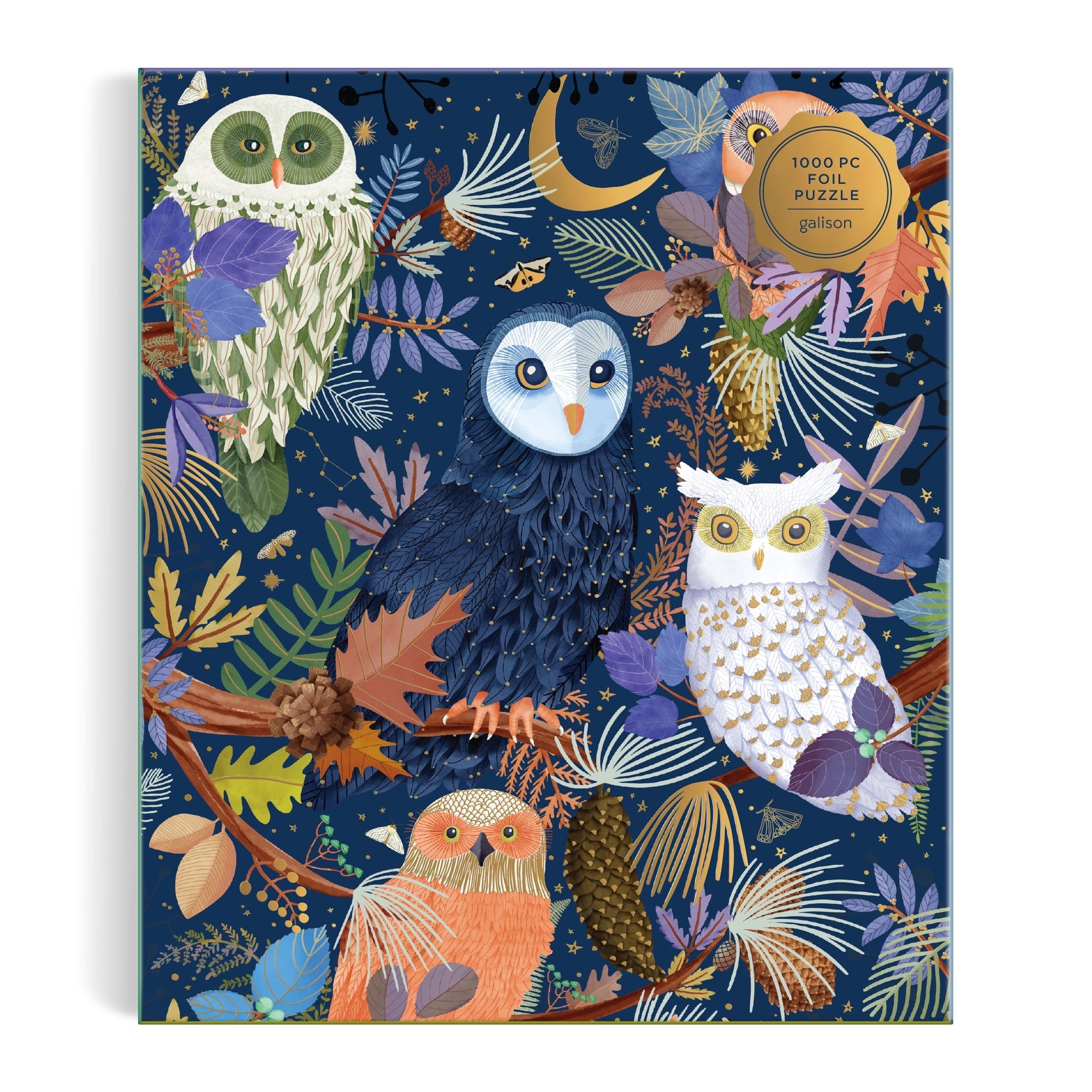 galison-owls-at-dawn-1000-teile-foil-puzzle-eulen-gold image 2