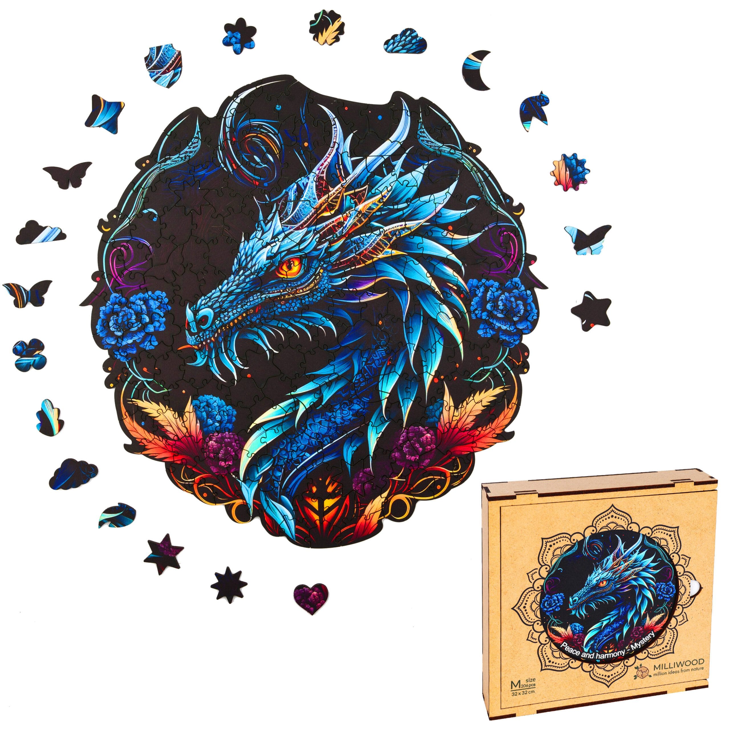 milliwood-peace-and-harmony-mystery-holzpuzzle-206-teile-drache image 7