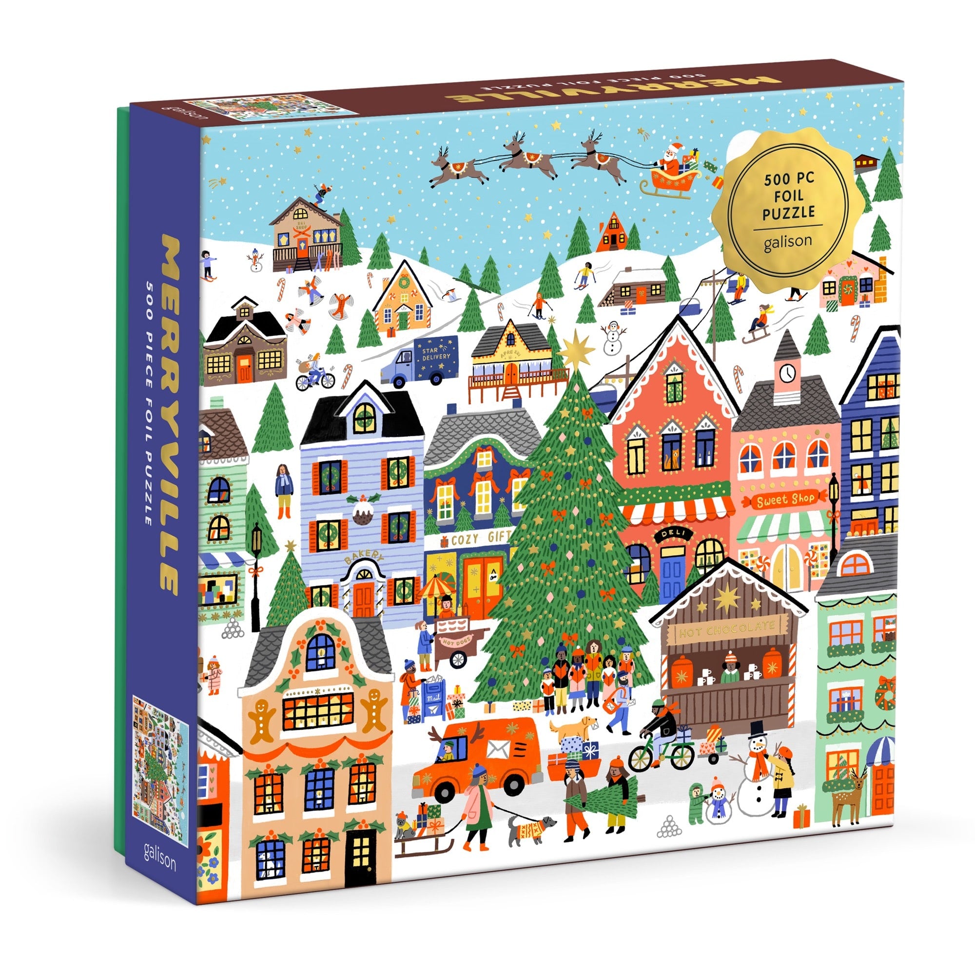 galison-merryville-500-teile-puzzle-folienpuzzle-weihnachten image 1