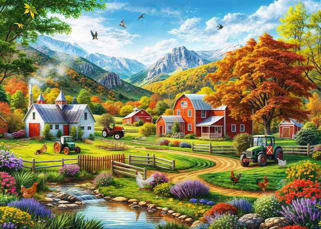huadada-pastorale-landschaft-1000-teile-puzzle-70x50-mit-poster image 1