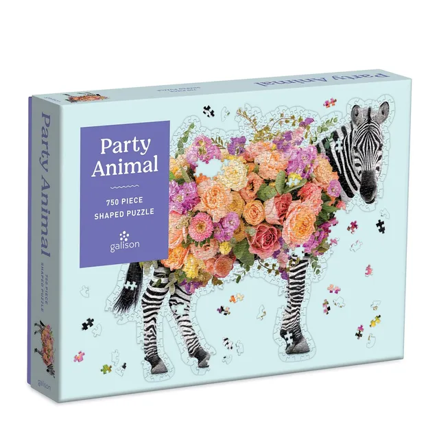 galison-party-animal-750-teile-puzzle-sonderform-zebra image 1