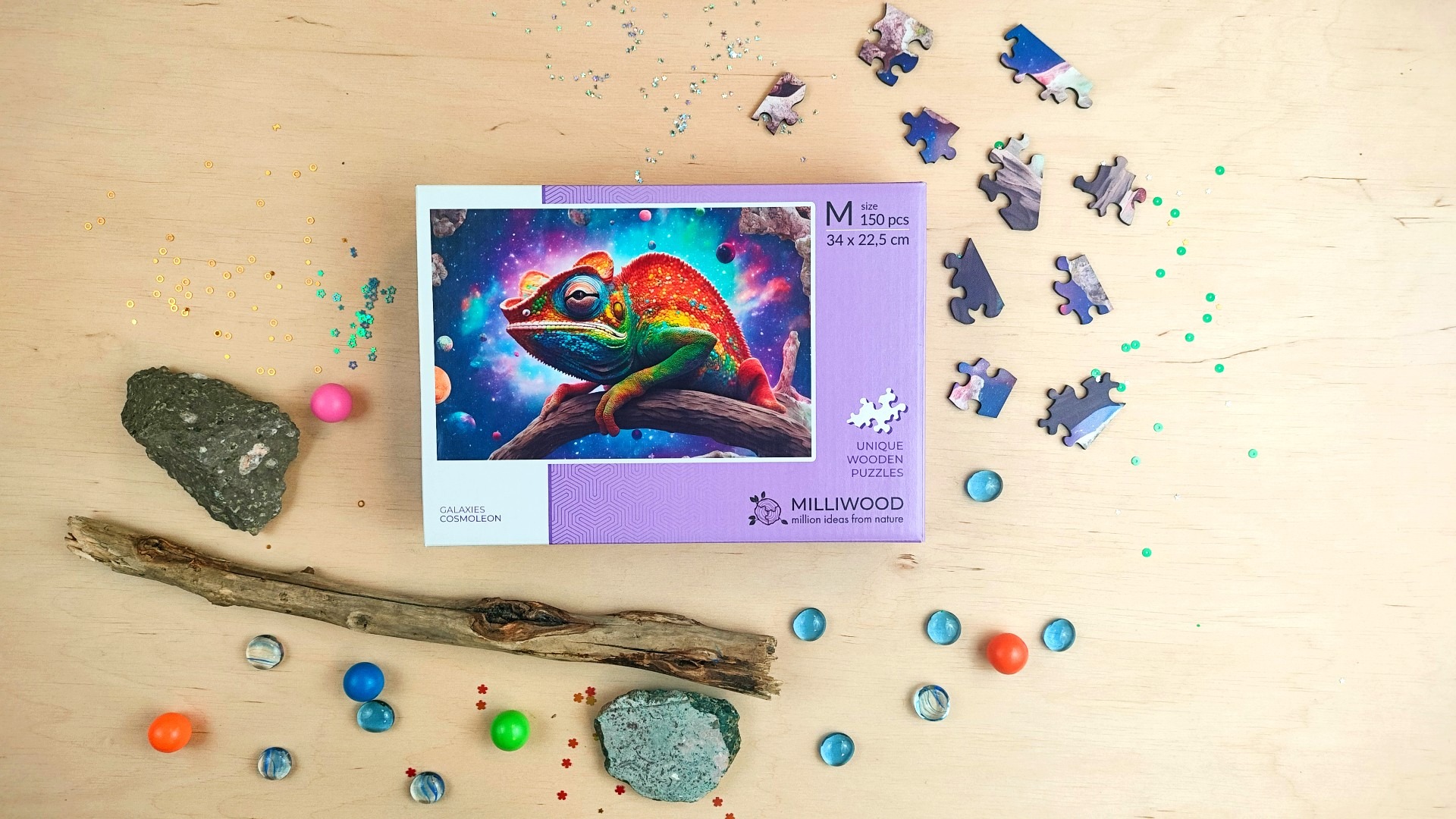 milliwood-galaxies-cosmoleon-holzpuzzle-150-teile-cham-leon image 3