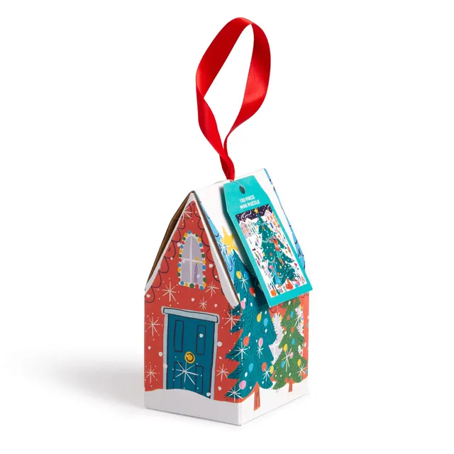 galison-tree-decorating-puzzle-ornament-mini-puzzle-130-teile-hausform image 1
