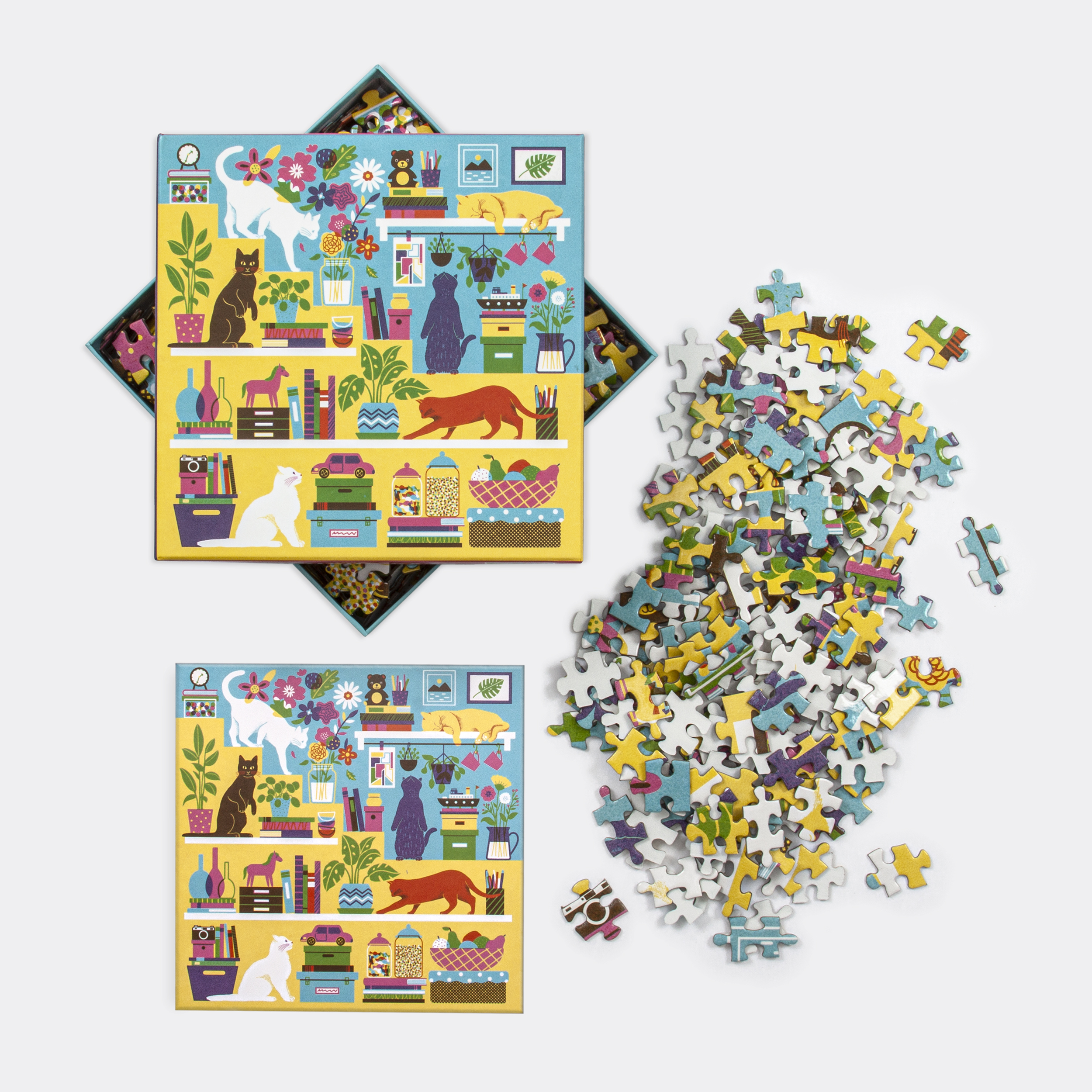 galison-curious-cats-puzzle-500-teile-katzen-gold image 3