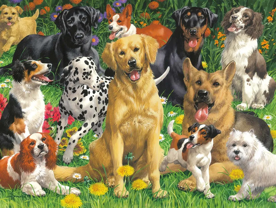buffalo-games-dog-days-garden-dogs-750-puzzle-hunde-750-teile image 1