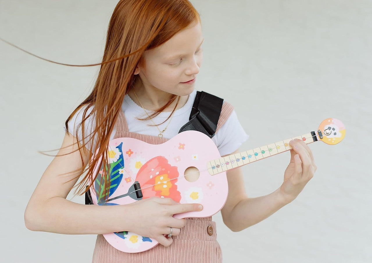 tinkertar-pink-floral-kindergitarre-1-saite-mit-buch image 3