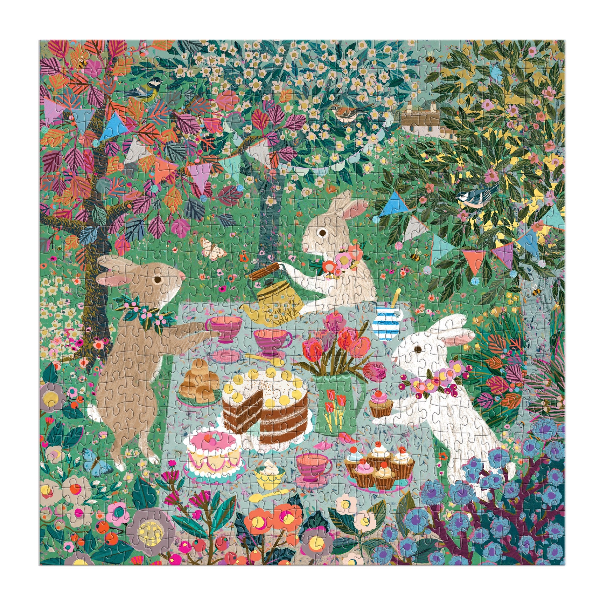 galison-spring-tea-party-puzzle-500-teile-folie-hasen image 3