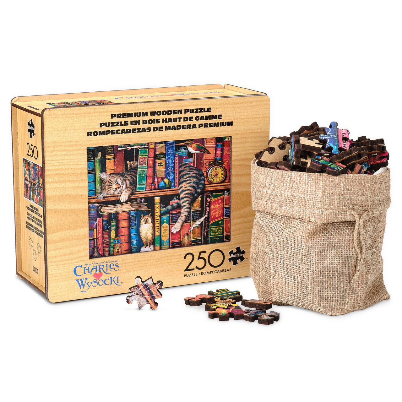 buffalo-games-frederick-the-literate-250-teile-holzpuzzle-katze image 1