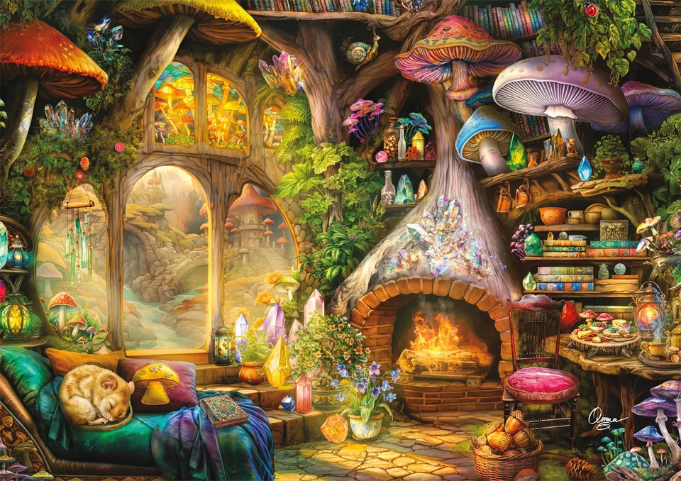 buffalo-games-merry-mushroom-cottage-puzzle-300-teile-fantasy image 1