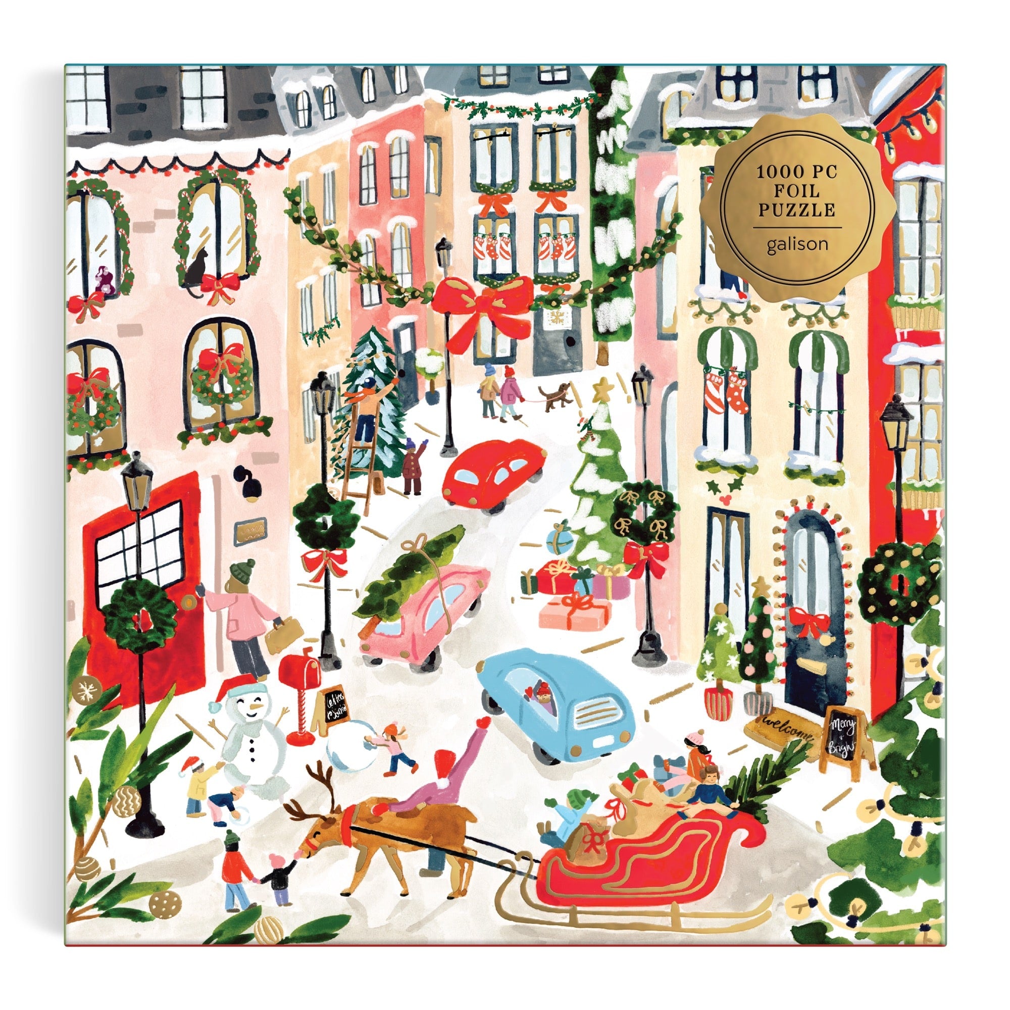 galison-merriest-village-puzzle-1000-teile-goldfolie image 2