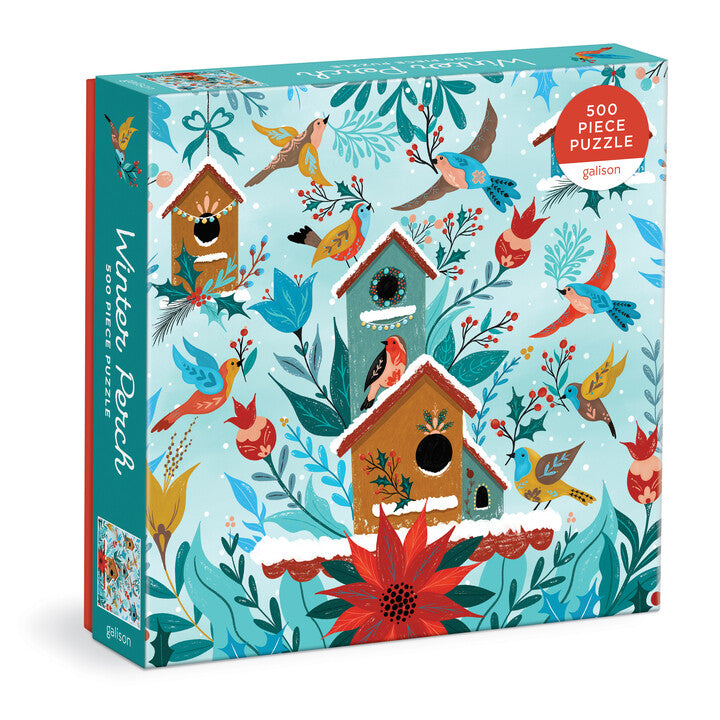 galison-winter-perch-puzzle-500-teile-winter-v-gel-quadratisch image 1
