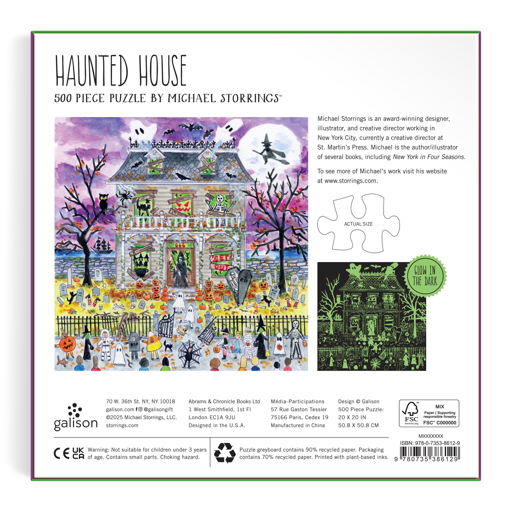 galison-haunted-house-500-teile-puzzle-glow-halloween image 8