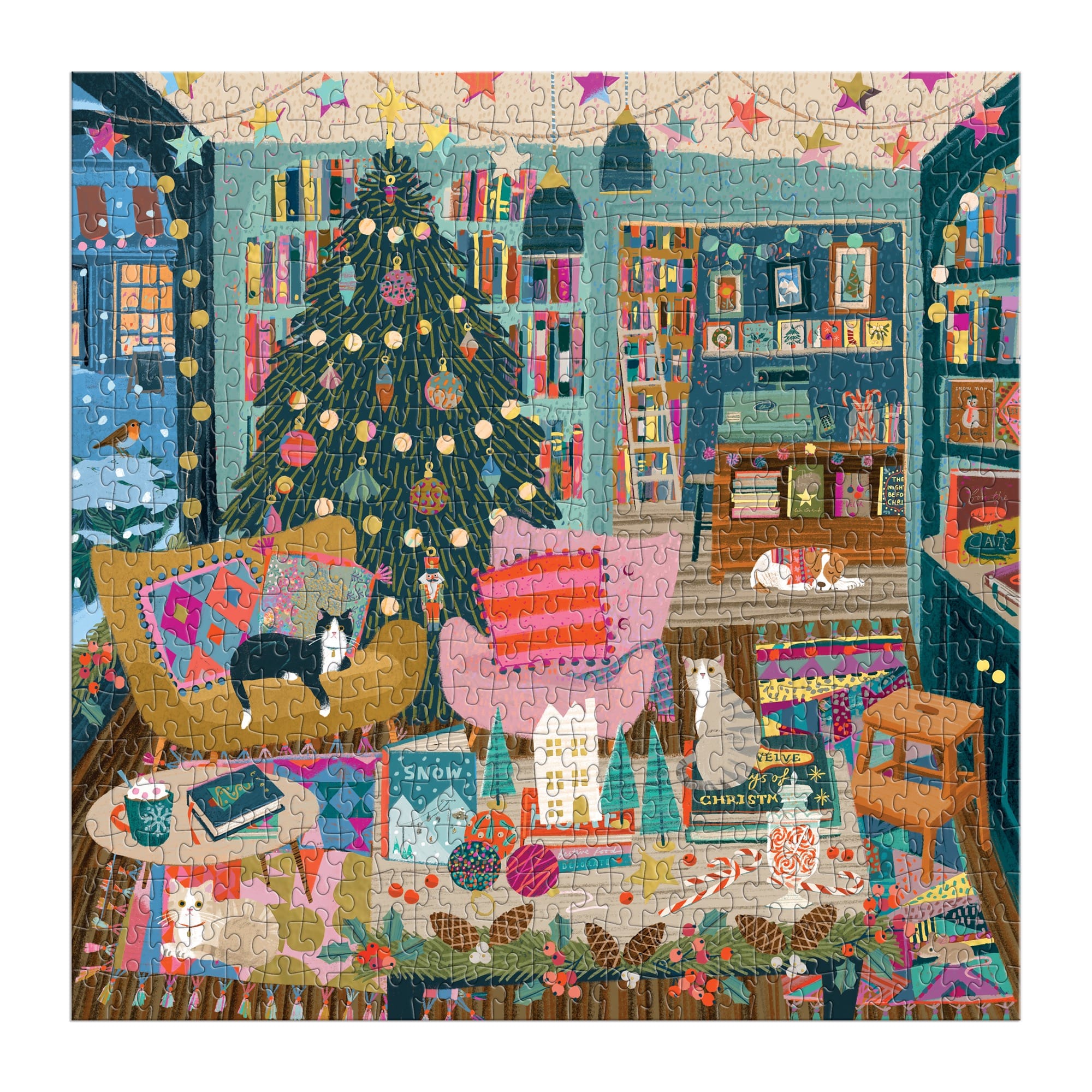 galison-season-s-readings-puzzle-500-teile-goldfolie-buchladen image 3