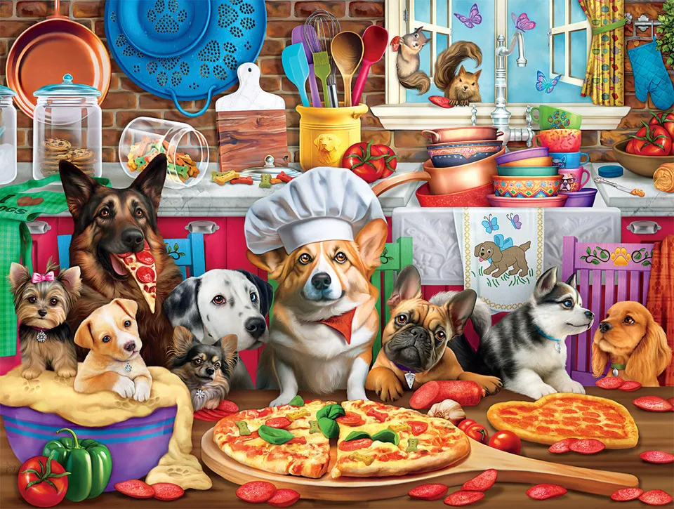 buffalo-games-pizza-time-pups-750-teile-puzzle-hunde image 1