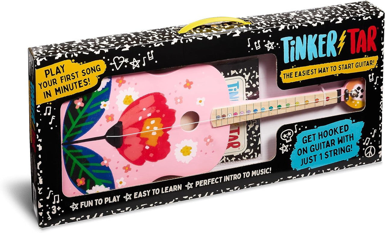 tinkertar-pink-floral-kindergitarre-1-saite-mit-buch image 2