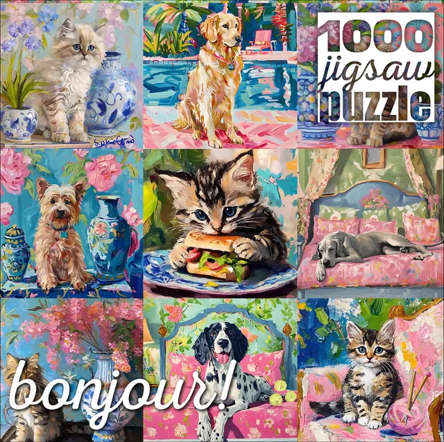 buffalo-games-bonjour-katzen-hunde-1000-teile-puzzle image 1