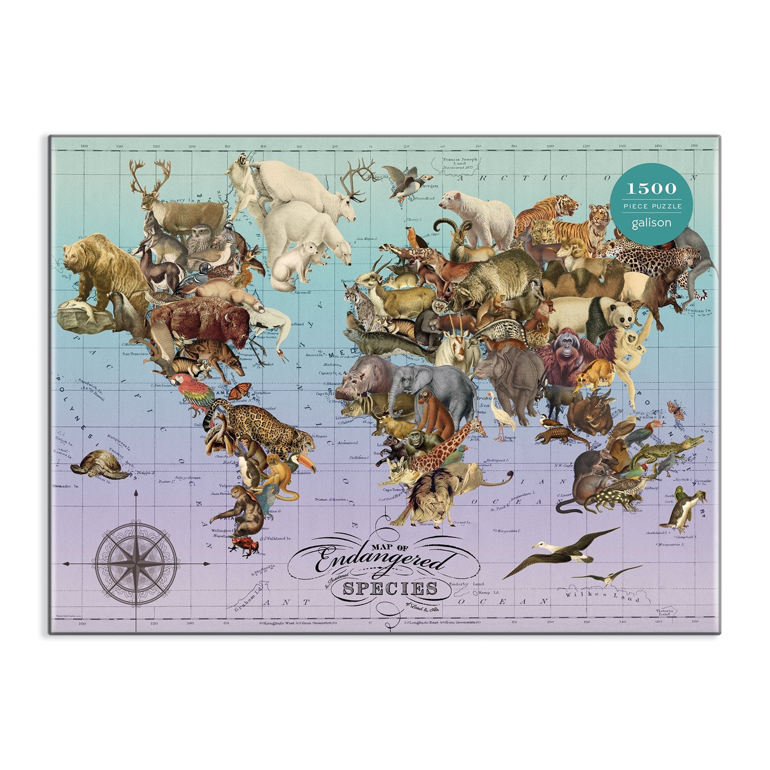 galison-wendy-gold-endangered-species-puzzle-1500-teile-tiere image 2