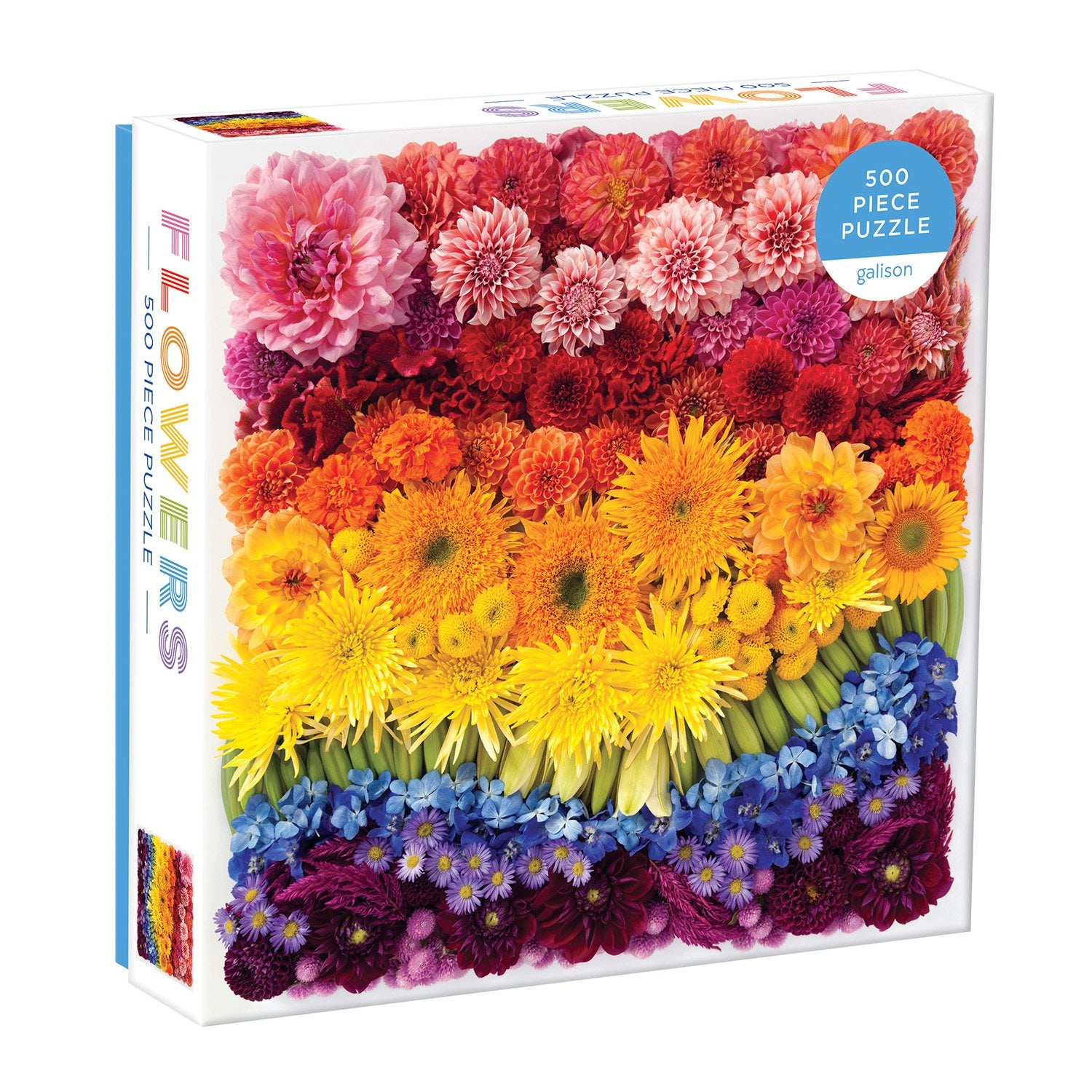 galison-rainbow-summer-flowers-puzzle-500-teile-bunt image 1
