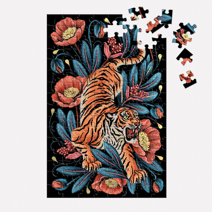 galison-courageous-128-teile-mini-puzzle-tiger-blumen image 4