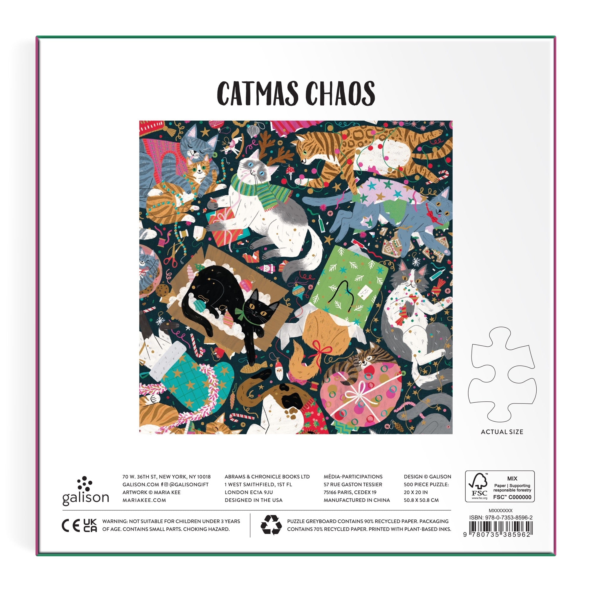 galison-catmas-chaos-500-teile-foil-puzzle-katzen-weihnachten image 6