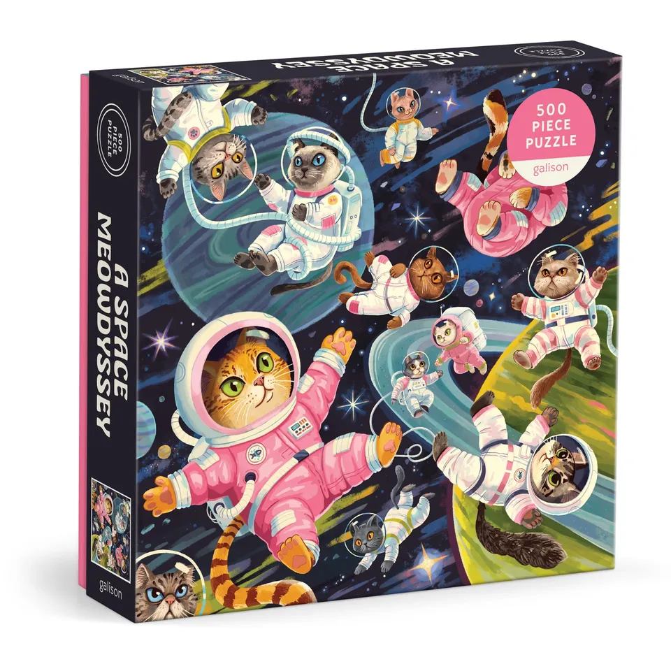 galison-a-space-meowdyssey-puzzle-500-teile-katzen-weltraum image 1