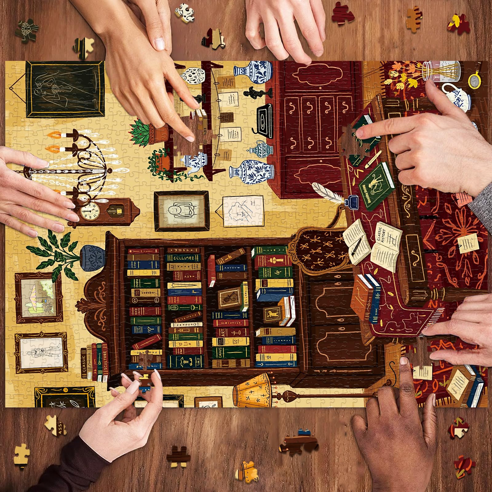 huadada-1000-teile-puzzle-buchzimmer-bibliothek-70x50-cm image 4