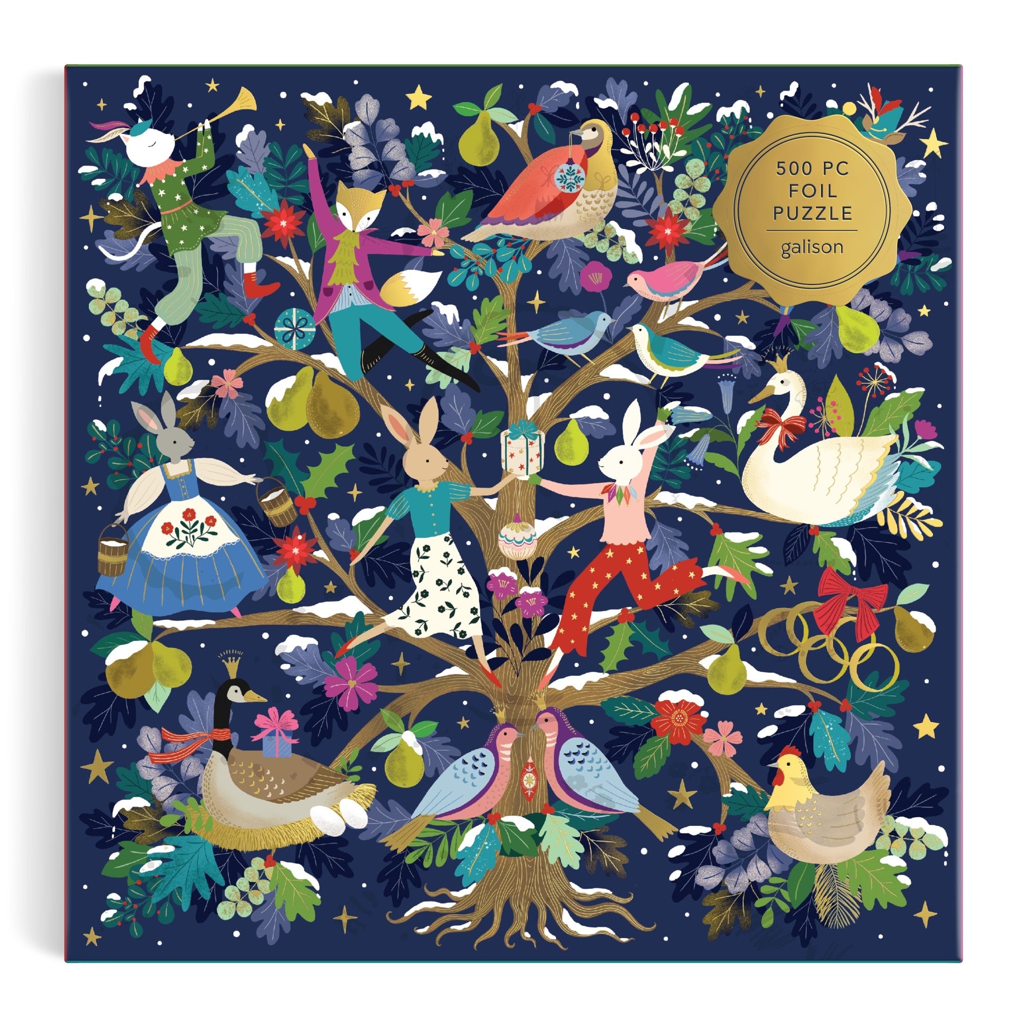 galison-12-days-of-joy-foil-puzzle-500-teile-weihnacht image 2