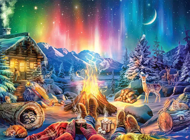 buffalo-games-winter-s-night-bonfire-1000-teile-puzzle-winter image 1