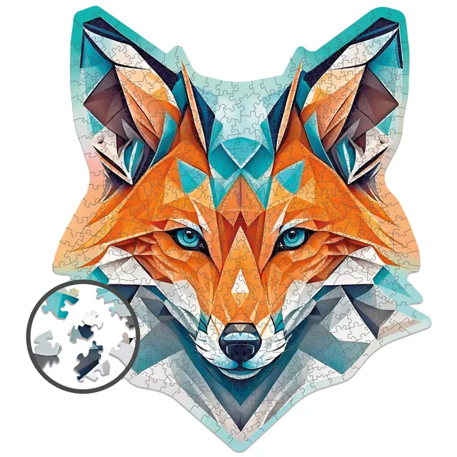 milliwood-alternative-geometry-fuchs-holzpuzzle-500-teile-mit-tierfiguren image 1