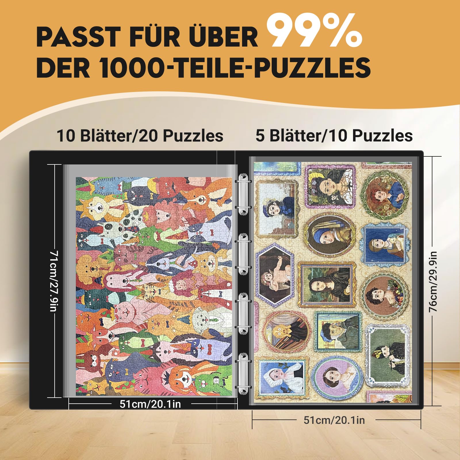 nariolar-puzzle-storage-mappe-1000-teile-ordner-15-taschen-staubdicht image 2