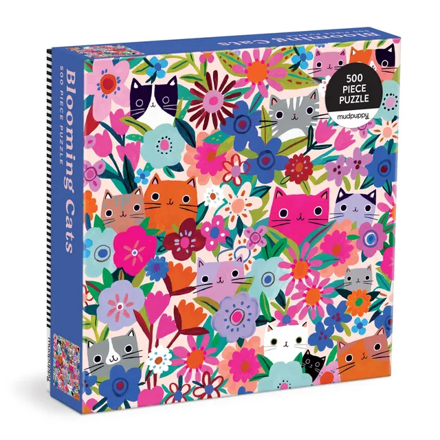 galison-blooming-cats-500-teile-puzzle-katzen-blumen image 1