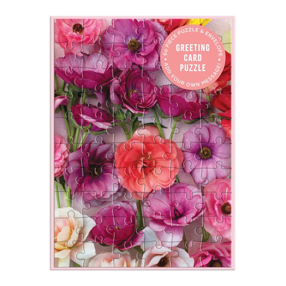 galison-ranunculus-gru-karten-puzzle-60-teile-blumen image 1