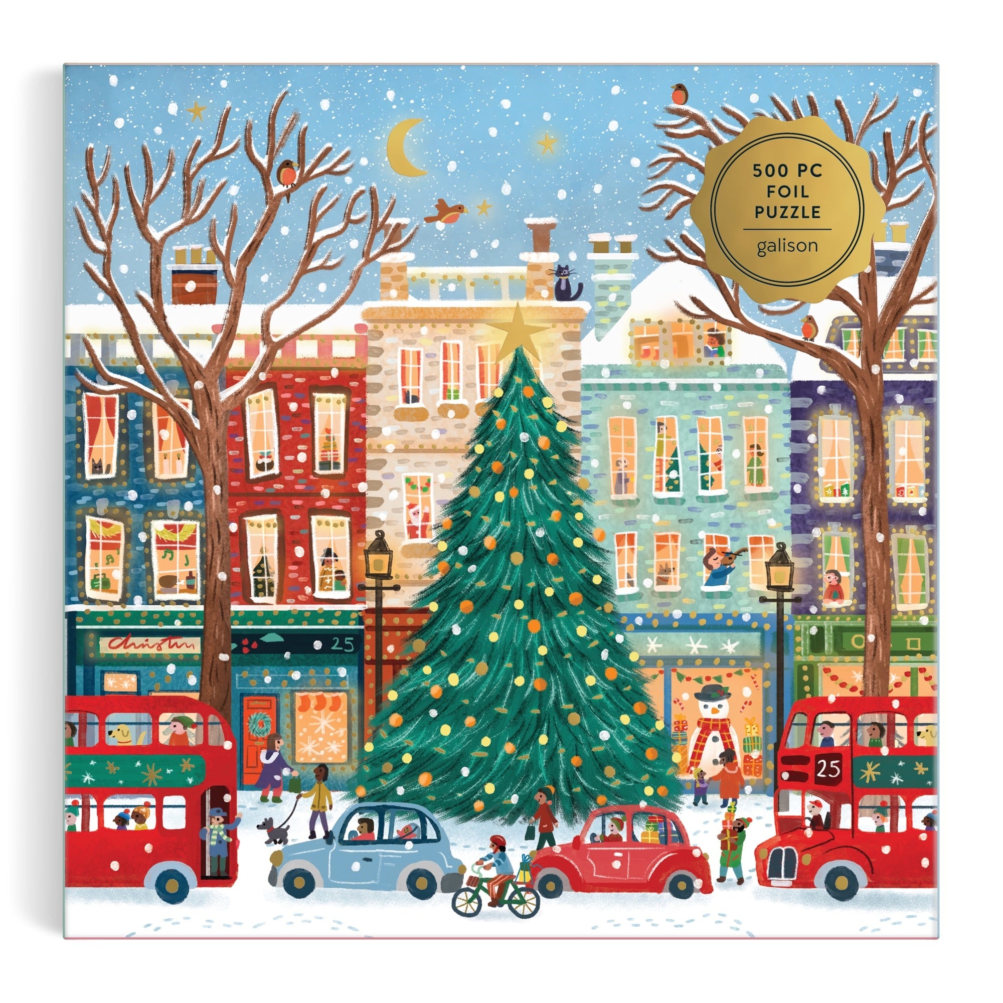 galison-tinsel-city-puzzle-500-teile-folie-weihnachten image 2