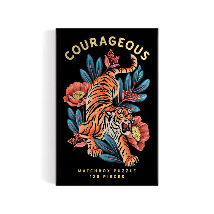 galison-courageous-128-teile-mini-puzzle-tiger-blumen image 1