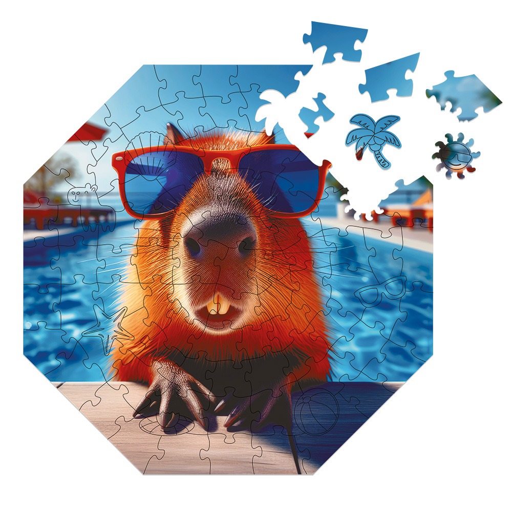 milliwood-funnymals-capybara-swimpybara-holzpuzzle-90-teile image 1