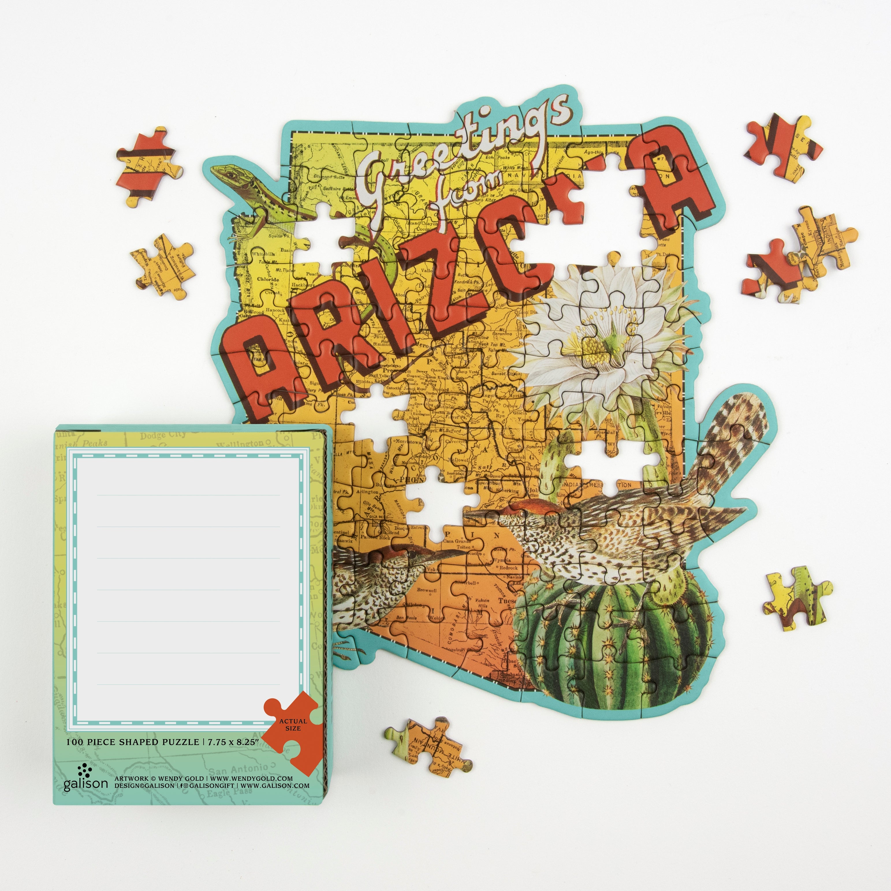 galison-arizona-mini-shaped-puzzle-100-teile-vogel-blume image 2