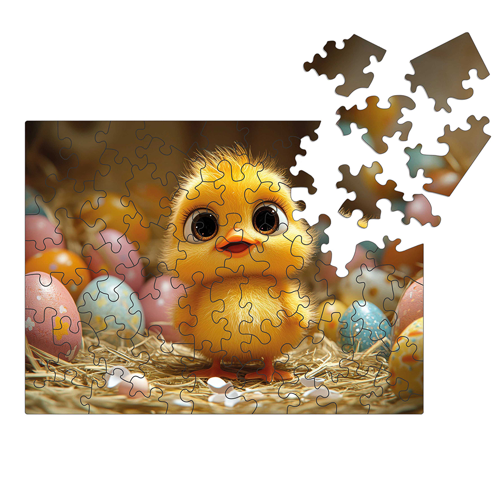 milliwood-celebrating-easter-chick-holzpuzzle-50-teile-ostern image 1