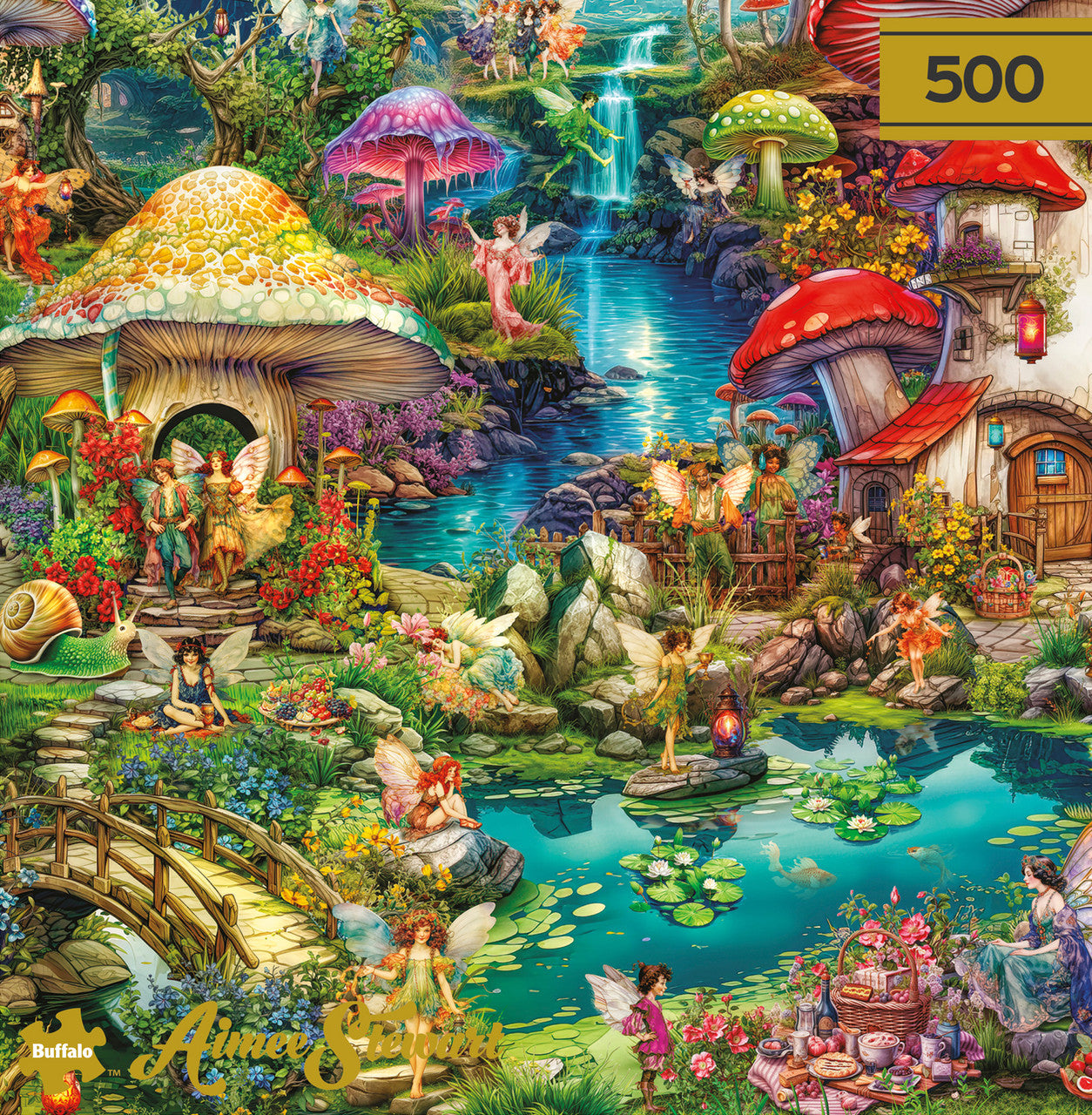 buffalo-games-merry-mushroom-village-picnic-500-teile-puzzle-feen image 1