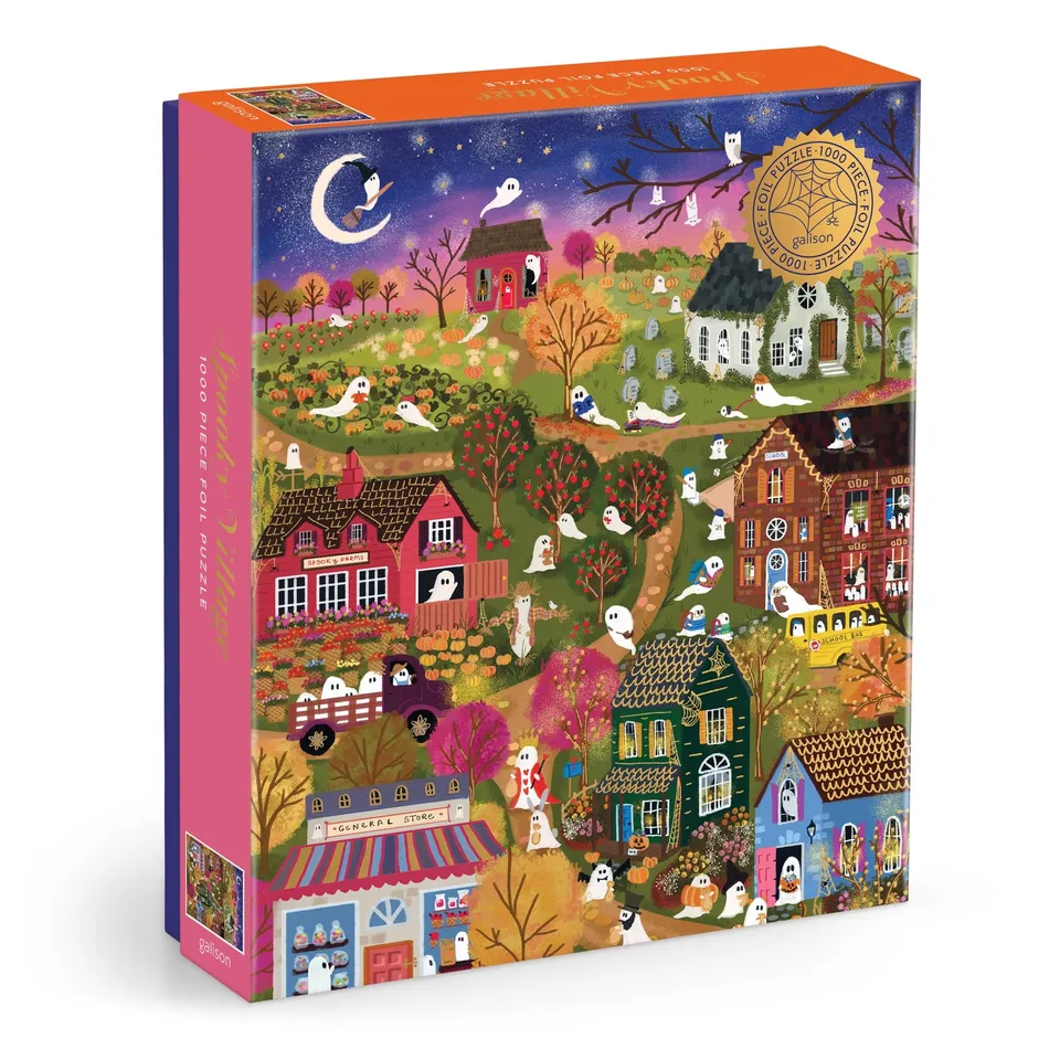 galison-joy-laforme-spooky-village-puzzle-1000-teile-foil-halloween image 1