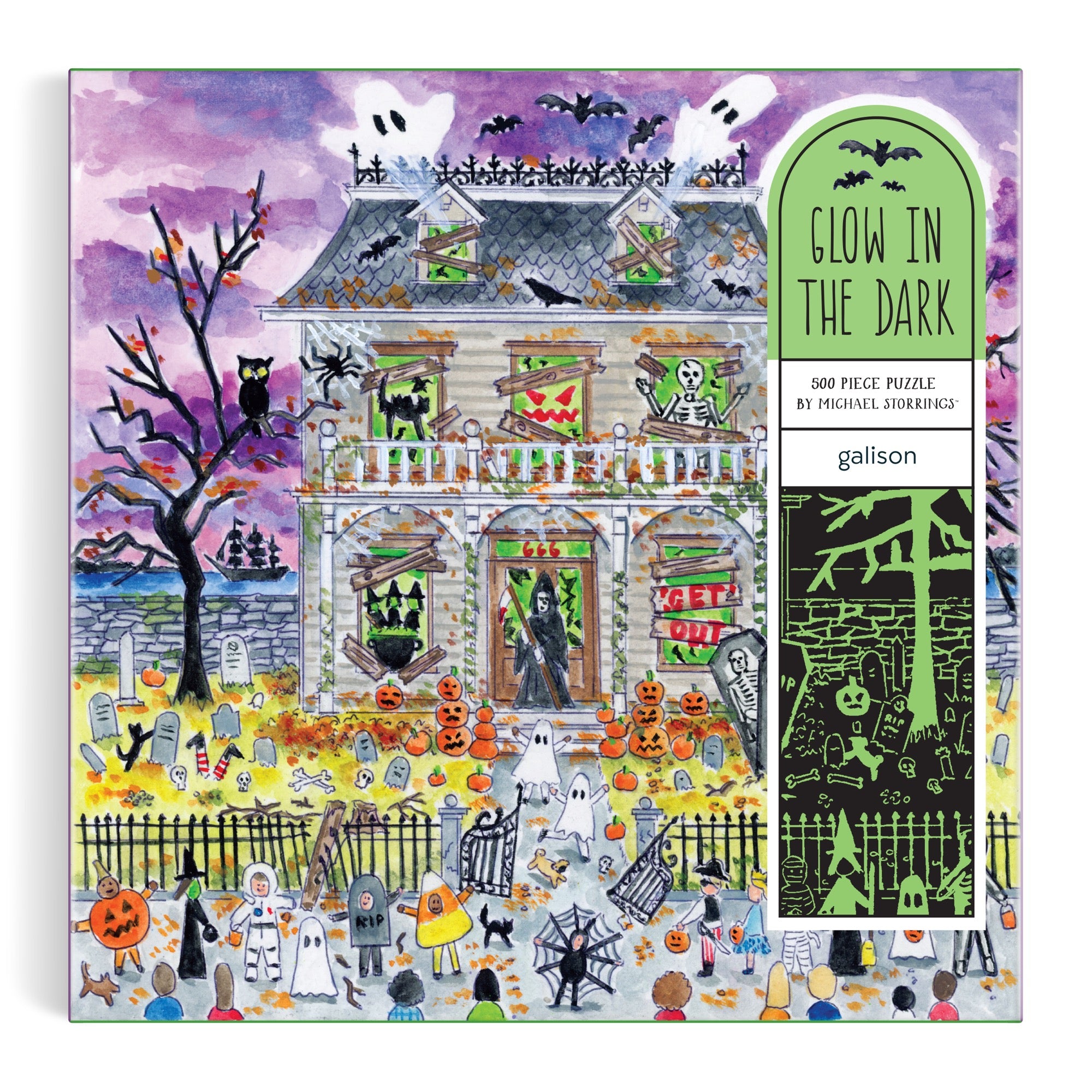 galison-haunted-house-500-teile-puzzle-glow-halloween image 2