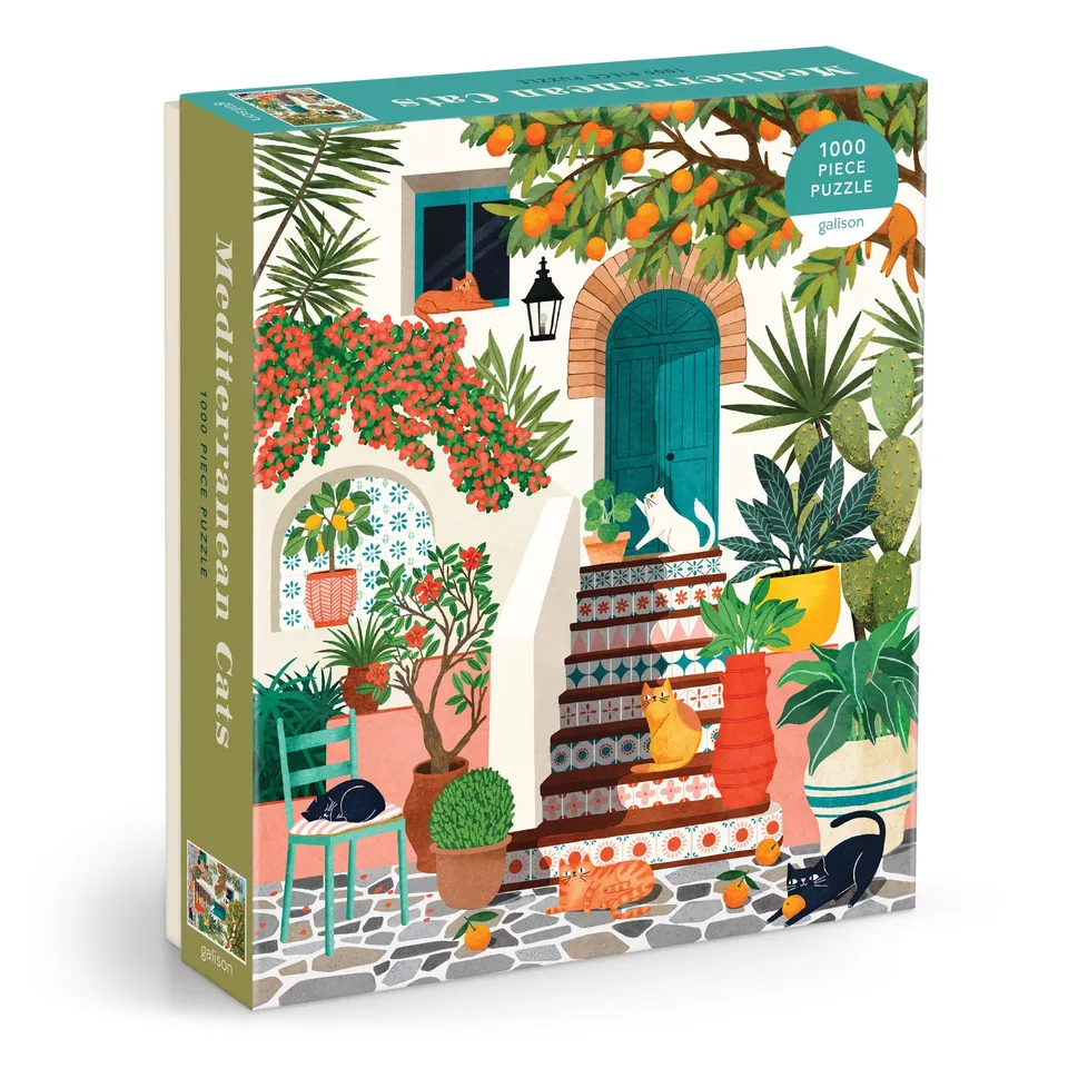 galison-mediterranean-cats-puzzle-1000-teile-katzen-sommer image 1