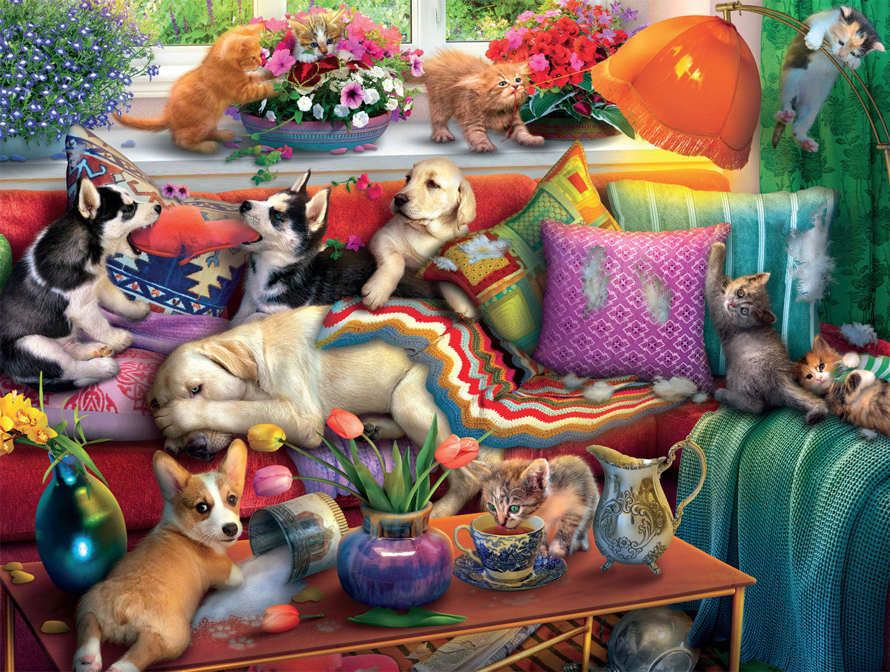buffalo-games-dog-days-naughty-pets-750-teile-puzzle-hunde-katzen image 1