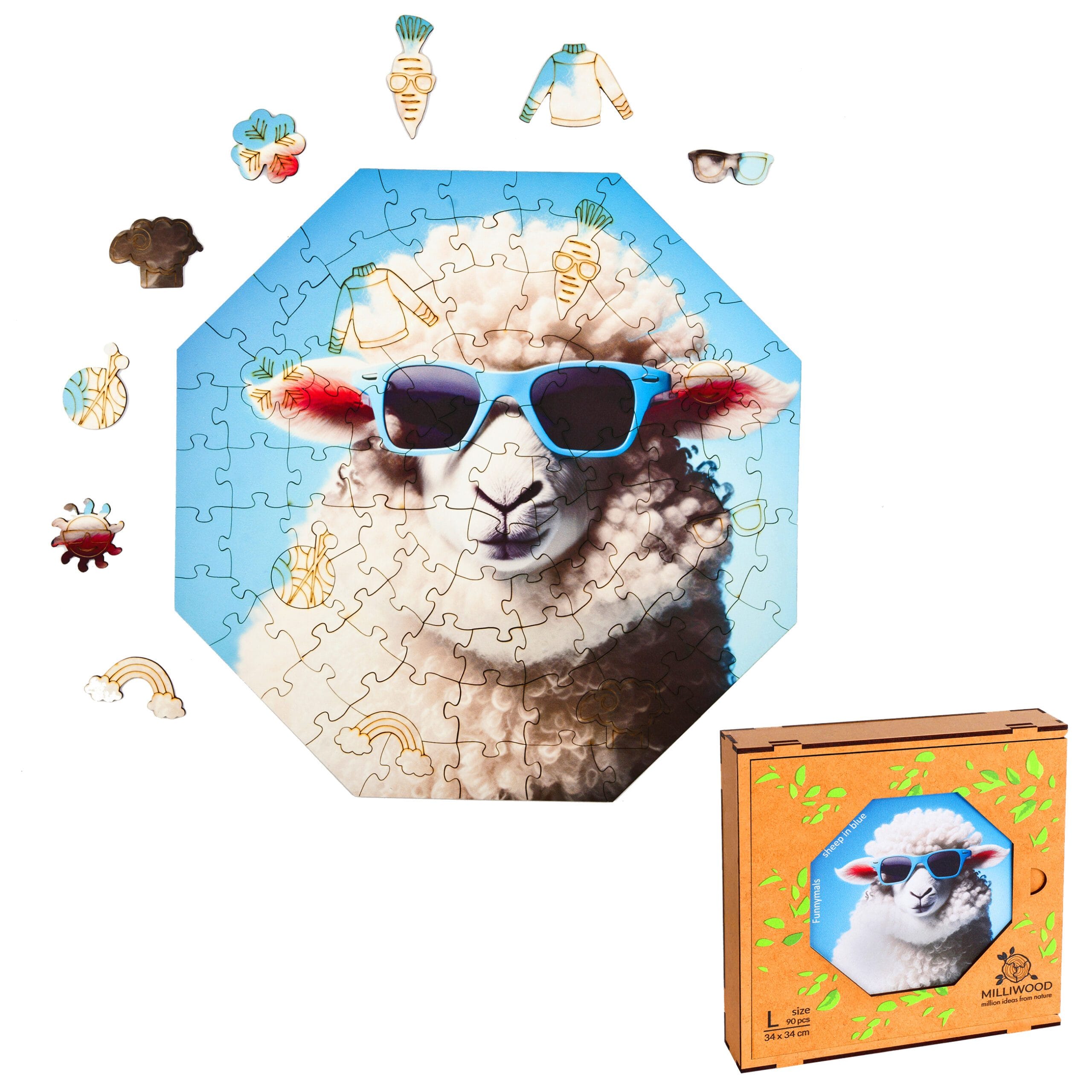 milliwood-funnymals-sheep-in-blue-holzpuzzle-90-teile-schaf image 7