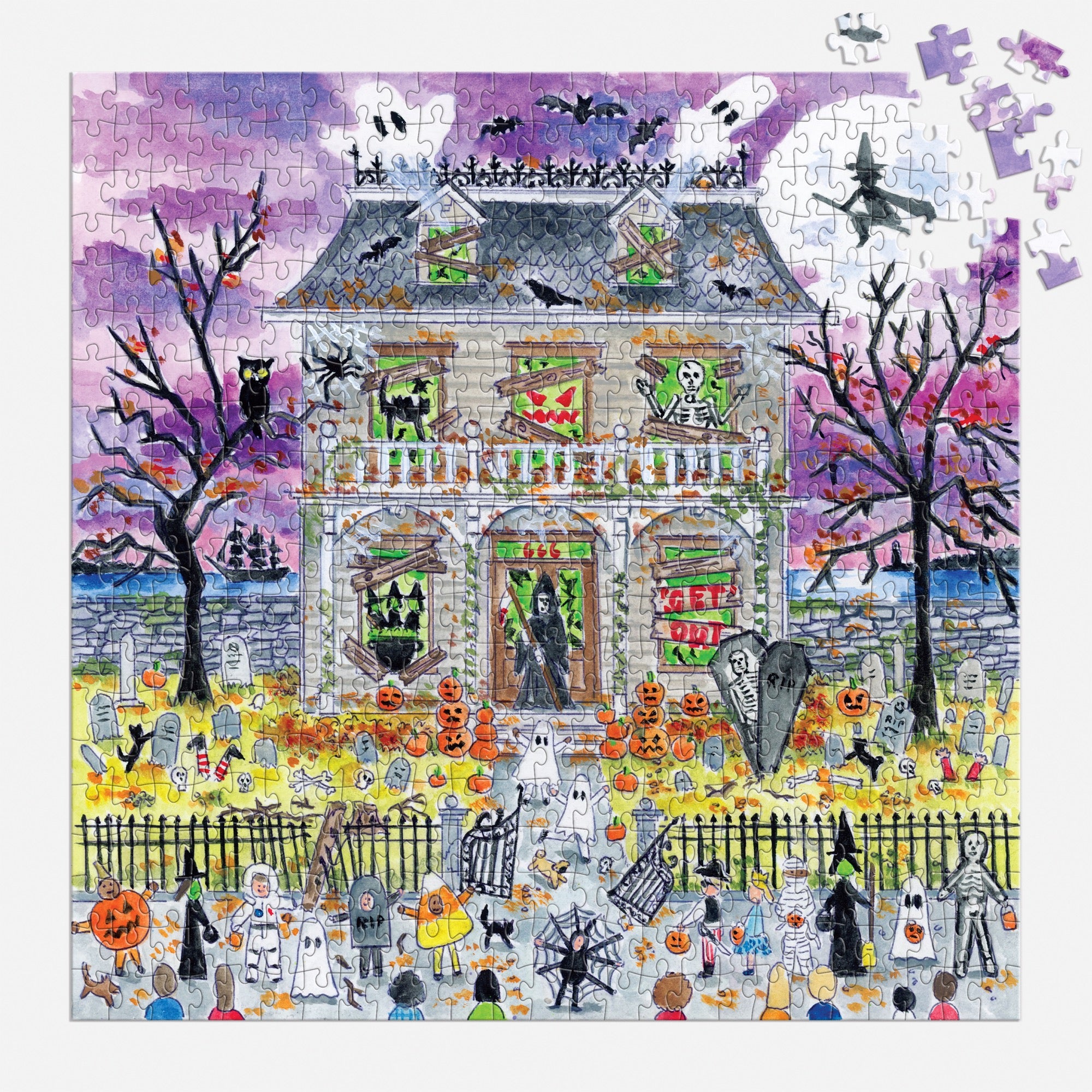 galison-haunted-house-500-teile-puzzle-glow-halloween image 5