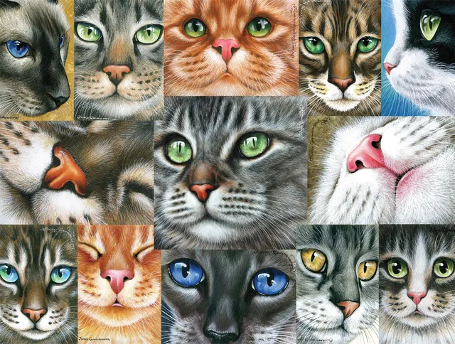 buffalo-games-cats-close-up-puzzle-750-teile-katzen-collage image 1
